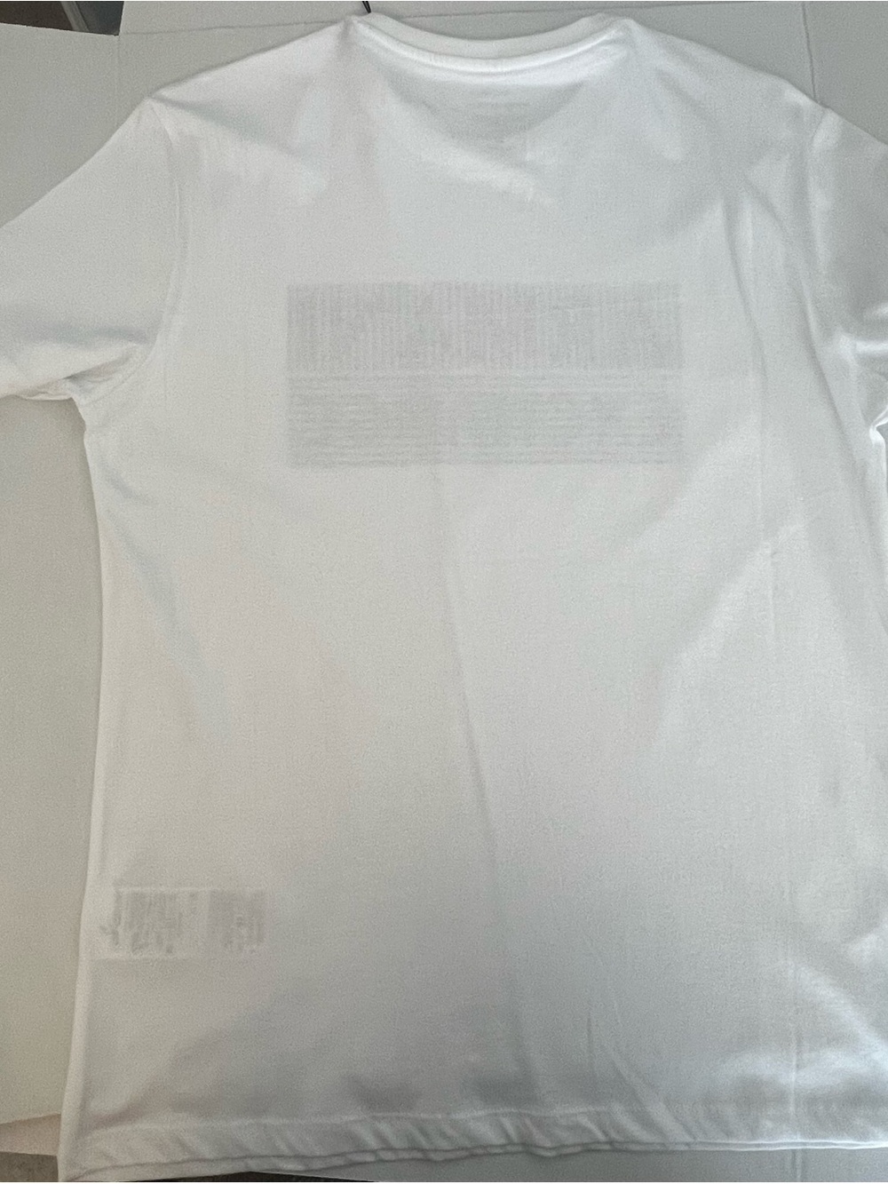 Armani Exchange White Short-Sleeve Logo Tee with Black Striped Graphic - Picture 2 of 2